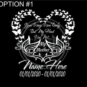 Personalized Heart Butterfly Car Decal #2: Memorial Name & Dates
