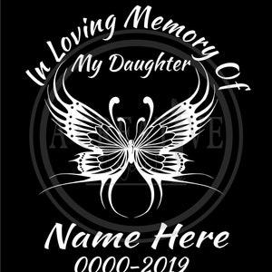 Personalized In Loving Memory Butterfly Car Decal with Name and dates