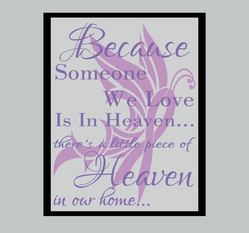 Because someone we love is in haven With Canter Ribbon #2 Floating Glass Frame,Memorial Wall Deco 8W x 10H