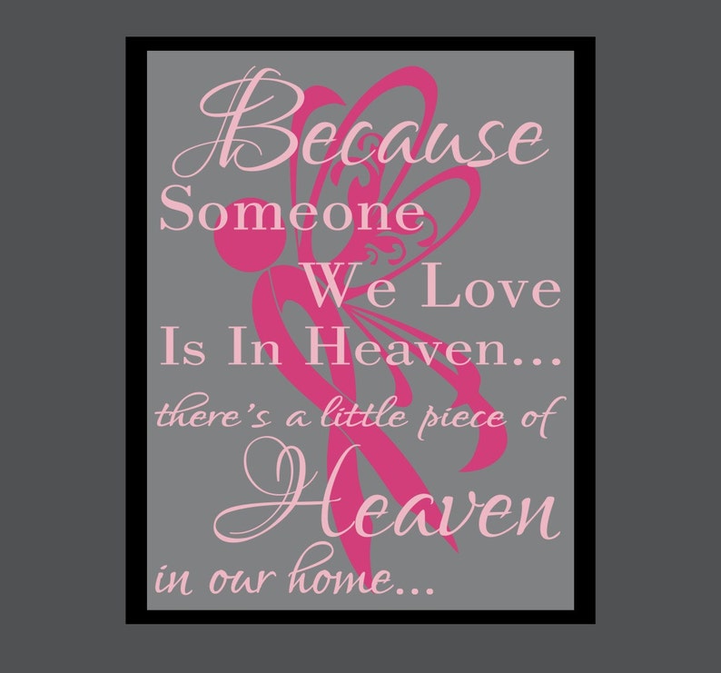 Because someone we love is in haven With Canter Ribbon #2 Floating Glass Frame,Memorial Wall Deco 8W x 10H