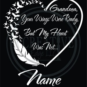 Personalized Memorial Car Decal #3: Birds, Feathers, Name & Dates