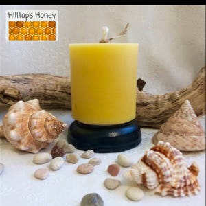 Beeswax Pillar Candle - Short - pure beeswax, honey scented