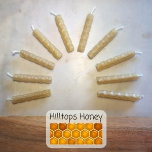 Natural beeswax birthday candles, hand rolled