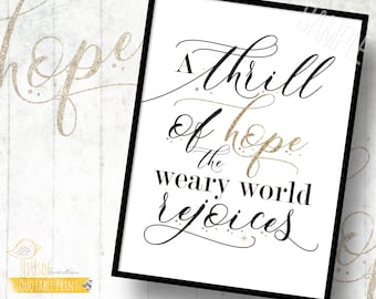 A Thrill of Hope - 8x10" Quote Print - Christmas, Hope, Song Lyrics, Print, Room Decor