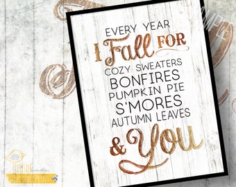 Fall For You Quote Print - Cozy Autumn Decor (Digital Download)