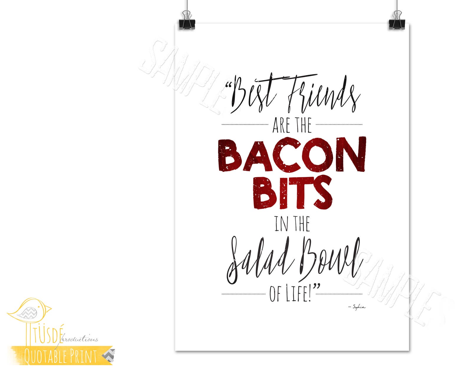 Best Friends/bacon Bits 5x7 Typographic Foodie Print Etsy Ireland