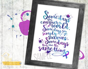 Inspirational Quote Art Print – Teal, Pink, Blue Ribbon (Digital Download)