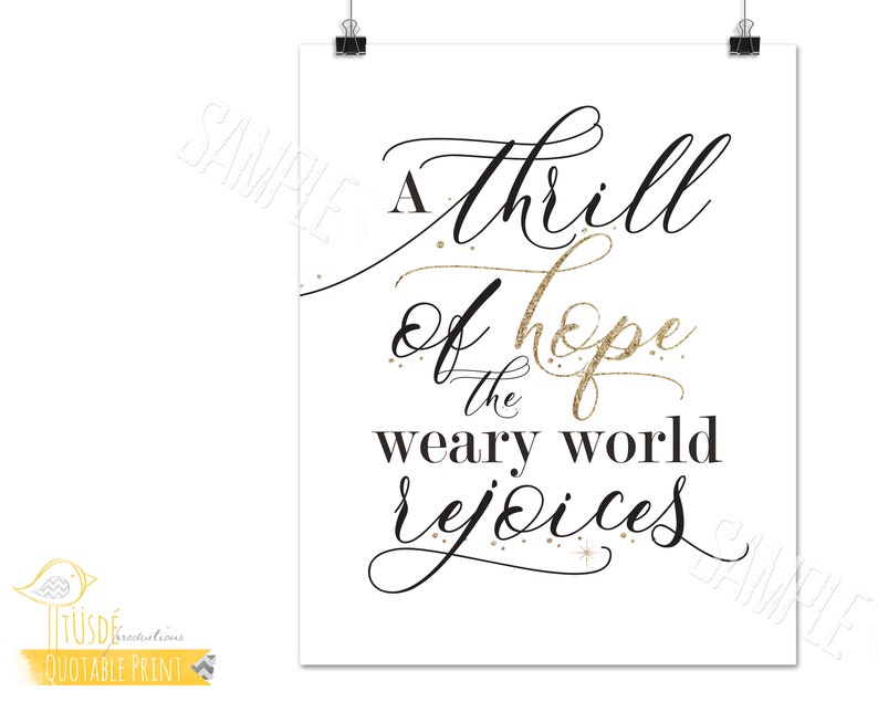 A Thrill of Hope 8x10 Quote Print Christmas, Hope, Song Lyrics, Print