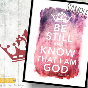 Be Still and Know that I am God - Psalm 46:10 - 5x7&quot; Custom Print RED - Be Still, Room Decor, Encouragement, Scripture
