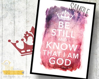 Be Still and Know that I am God - Psalm 46:10 - 5x7" Custom Print RED - Be Still, Room Decor, Encouragement, Scripture