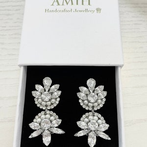 Silver Swarovski cluster earrings wedding earrings bridal jewelry Bridal earrings Swarovski earrings Hypoallergenic earrings wedding cluster