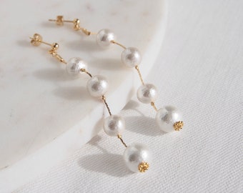 Dangle pearl earrings, wedding pearl, wedding jewelry, bridesmaids earrings, Mother’s day pearl earrings, pearl drop earrings, minimal pearl