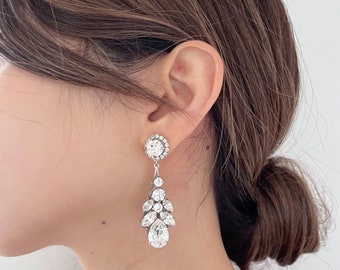 Swarovski bridal cluster earrings wedding earrings bridal jewelry wedding jewelry wedding Swarovski earrings dangle earrings cluster