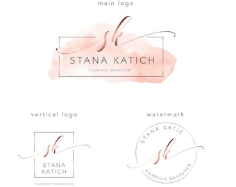 Premade Letters Logo, Rose Gold, Minimalist Design (Digital Files Only)