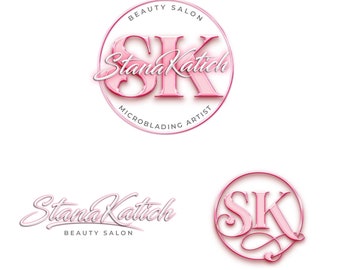 Pink Beauty Logo, Glamour Logo Set, Retro Pink, Hair Branding, Lash Tech, Nail Tech, Aesthetics, Boutique Branding Kit, Hair Extensions