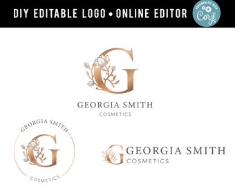 diy logo design, modern logo, G Logo, G letter logo, Feminine Logo, Gold Logo, Botanical Logo, Gold initial, Letter Logo, G monogram