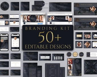 DIY Premium Branding Kit, 50+ bearbeitbares Branding Set, Schwarz und Gold Branding Vorlage