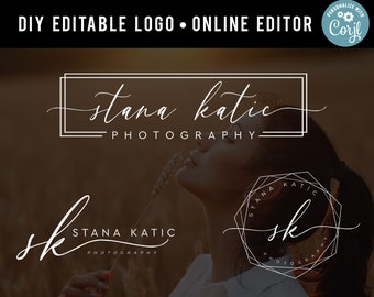 Photographer Logo, Photo Watermark, Signature Logo Set, Circle Logo, Esitable Logo, Branding Kit, Photo Copyright, DIY Logo design