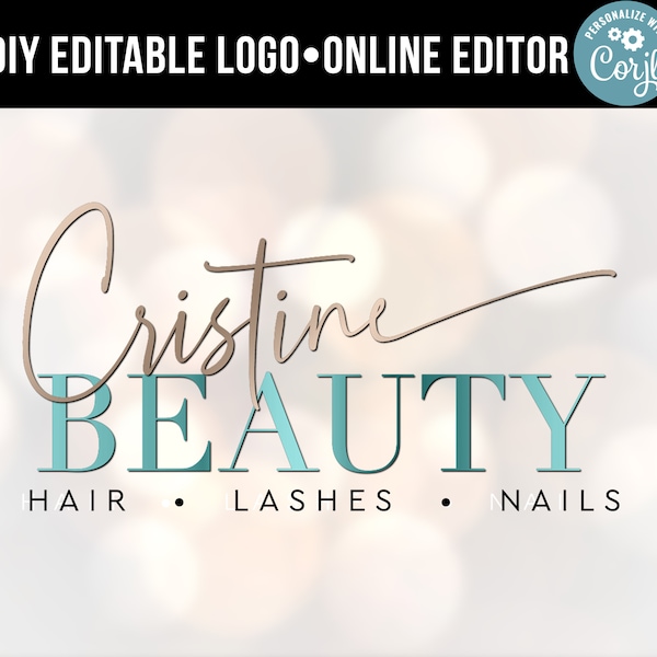 DIY Logo Design Template, Hair Logo,Boutique Logo, Glam Logo, Fashion Logo, Beauty Logo, Makeup Artist Logo, Instant Download Logo