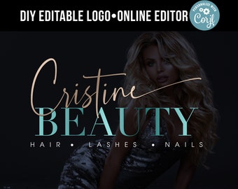 DIY Logo for beauty salon. Glam Logo.  Hair stylist Logo. Instant download logo. Editable logo for makeup artist.