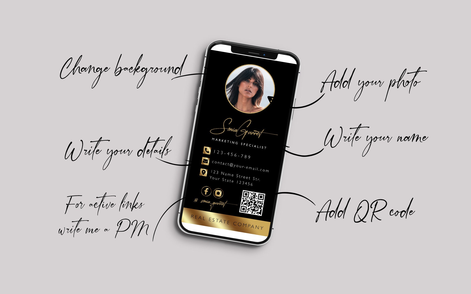 DIY Business Card Black Business Card Instant Download Etsy