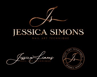 Premade Rose Gold Beauty Salon Logo, Customizable Artist Branding