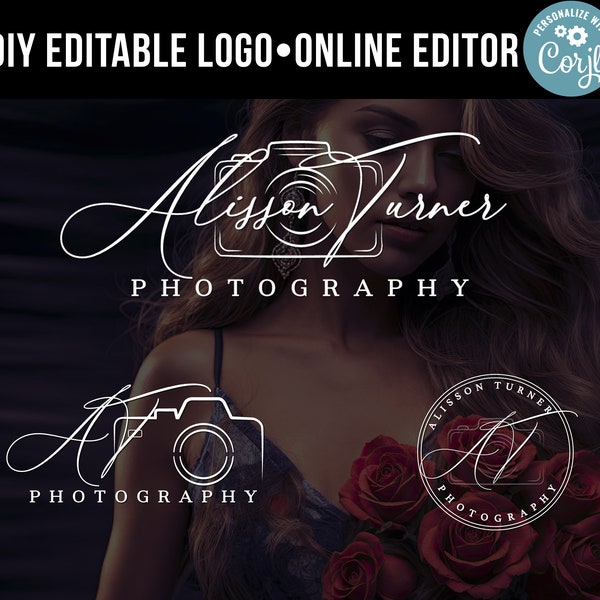 Photographer Logo, Photo Watermark, Signature Logo Set, Circle Logo, Editable Logo, Camera Logo, Photo Copyright, DIY Logo design
