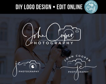 Logotipo de fotografía, marca de agua de foto, conjunto de logotipos de firma, logotipo de círculo, logotipo editable, logotipo de cámara, derechos de autor de fotos, diseño de logotipo de bricolaje