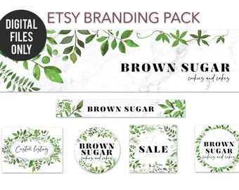 Kit de identidade visual botânica para loja de plantas no Etsy (arquivos digitais)