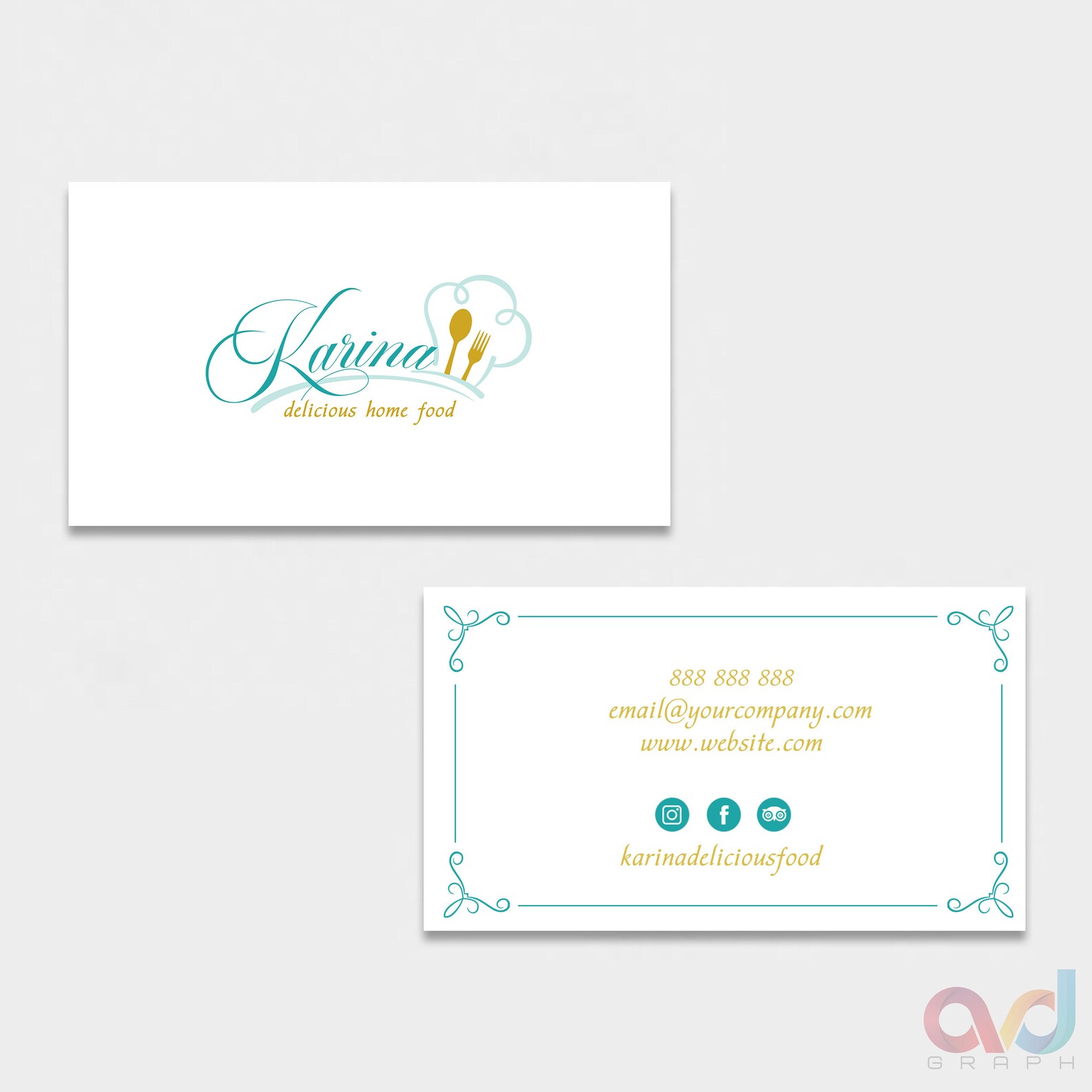 Kitchen business Design Custom Business card Utensils Etsy