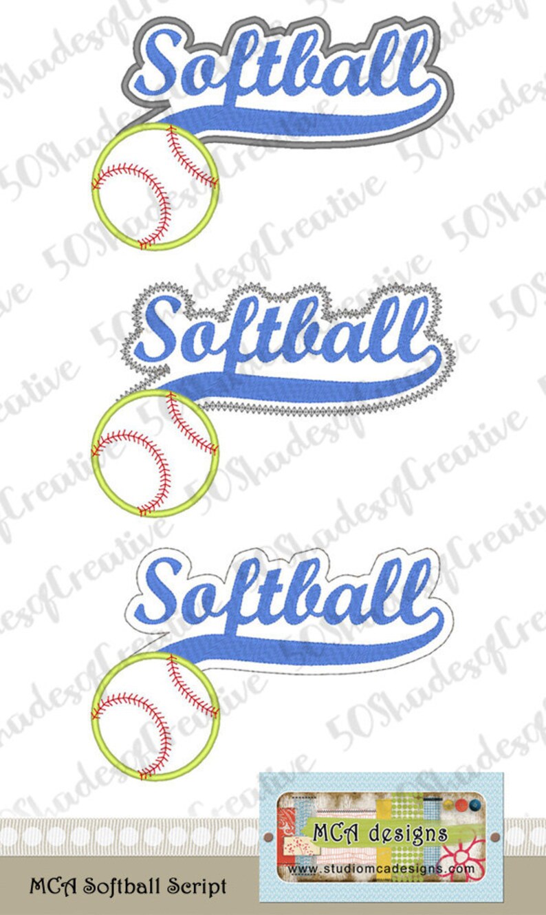 Softball Script Applique Design Satin Felt and Vintage Etsy
