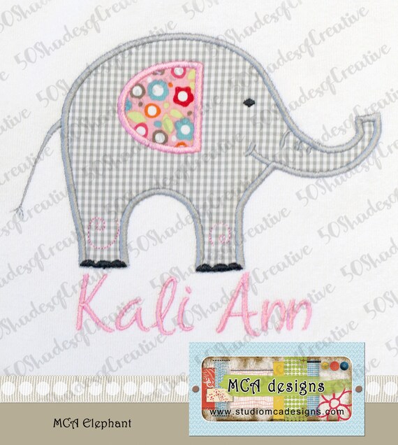 Elephant Applique Design | Etsy