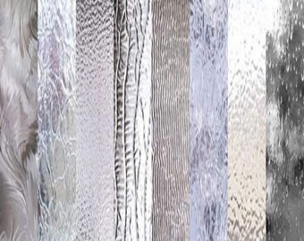 CLEAR TEXTURED Glass Variety Pack -  (6" x 8") 8 Sheets Stained Glass