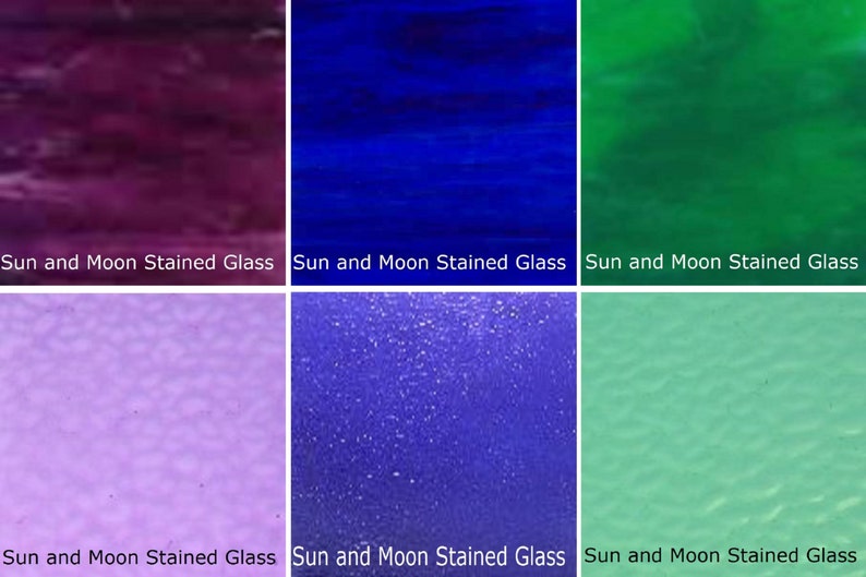 6 Sheets of 8x10 COOL TWO-TONE #A Wissmach Glass Stained Glass Sheet Pack