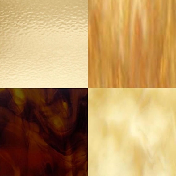 Amber Variety stained glass sheets  (Size 8X10- Total 4 sheets)