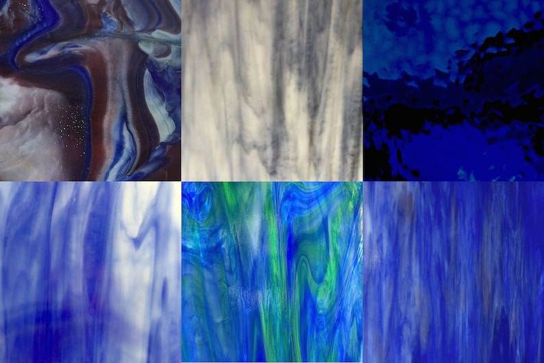 Wissmach Stained Glass Sheet Pack Shade of Blue Ocean 6 Sheets 8x10