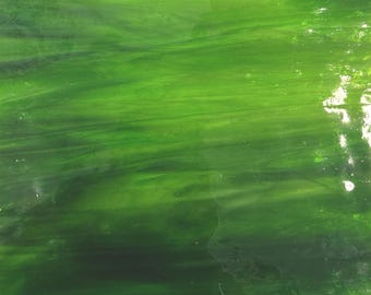 Green Mystic Wissmach Stained Glass Sheet | For DIY Crafts, Panels, Lamps & Mosaics