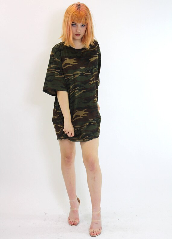oversized camo t shirt dress