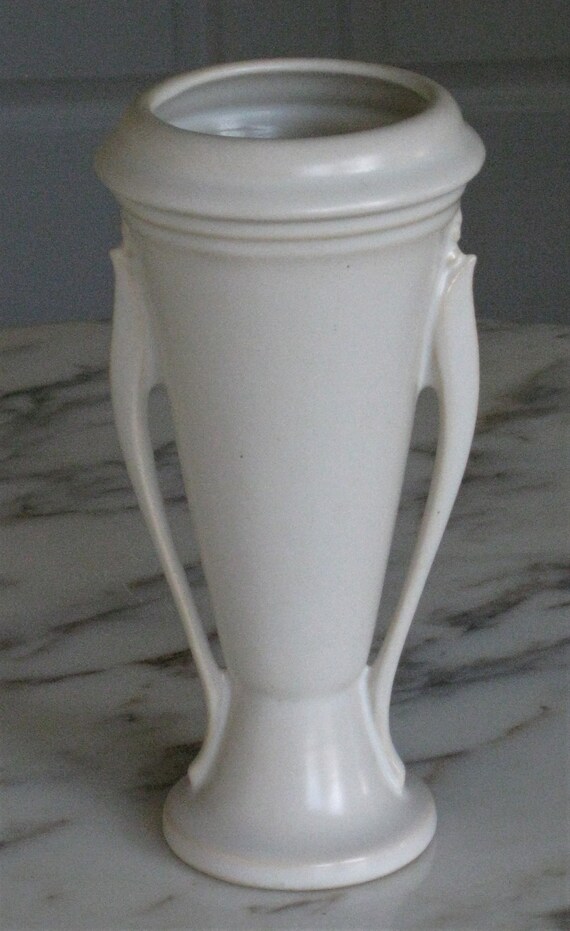 Vintage Roseville Art Deco Ivory Orion Vase 1930's 7 Inch Etsy