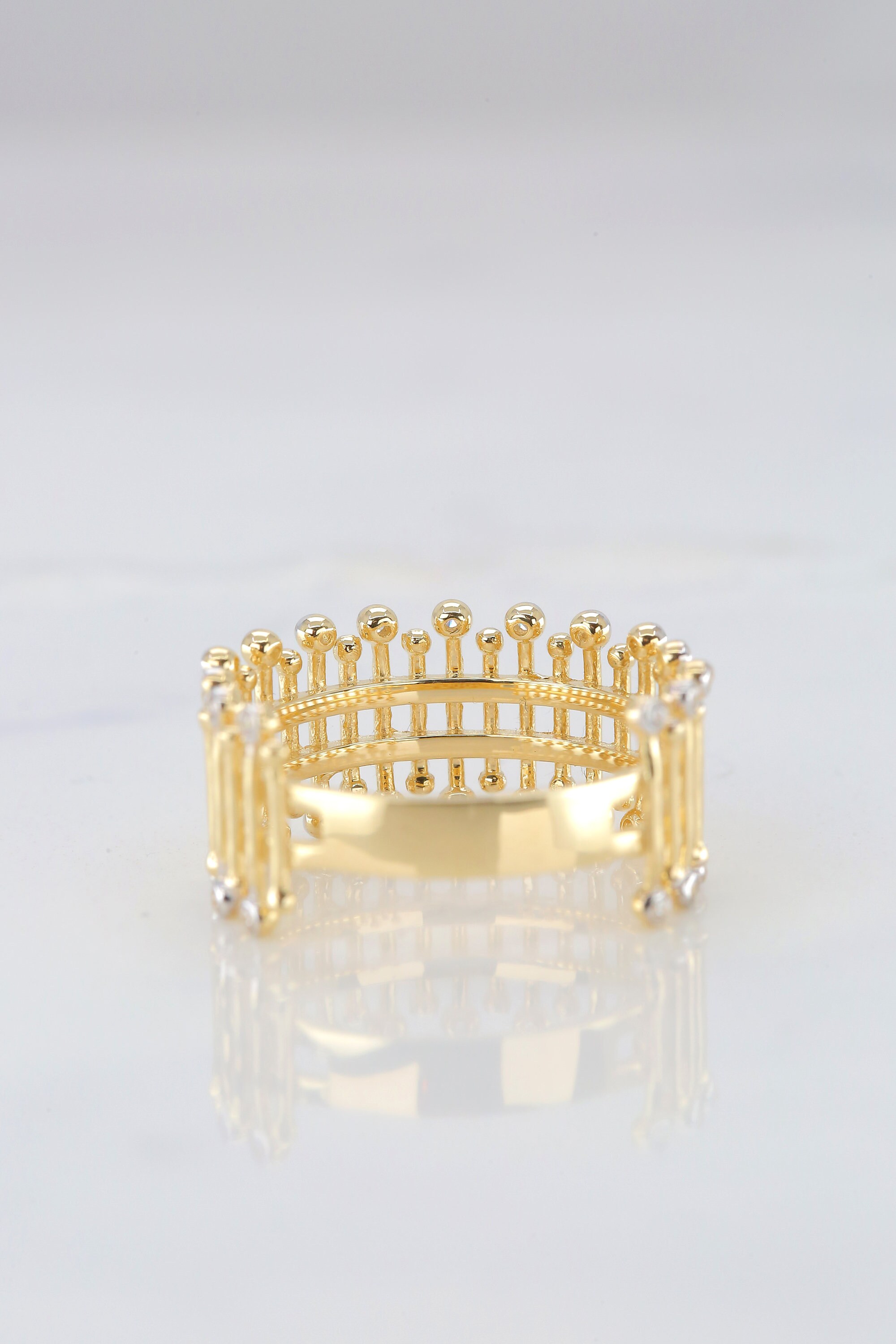 14K Gold Fence Ring Dainty Fence Ring 14K Gold Dainty Etsy UK