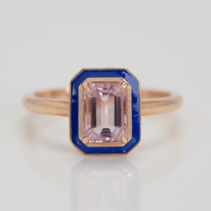 Art Deco and Cocktail Style Ring, 0.96 Ct. Morganite Ring,14K Solid Gold or 925 Sterling Silver Ring