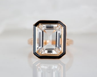 Ring im Art Deco- und Cocktail-Stil, 6.00-7.00 Ct. Topas Ring, 14K Gold Ring