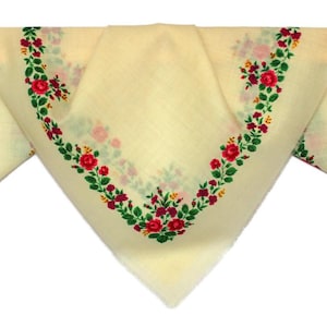 80s+ Vintage shawl, Ukrainian style, Floral shawl, Folk print, Flowers on shawl, Folk shawl, gift for her W005