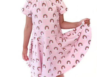 PDF-mönster ASTRO Helklockad klänning strl 56-152. PDF-pattern full circle dress size newborn-14T