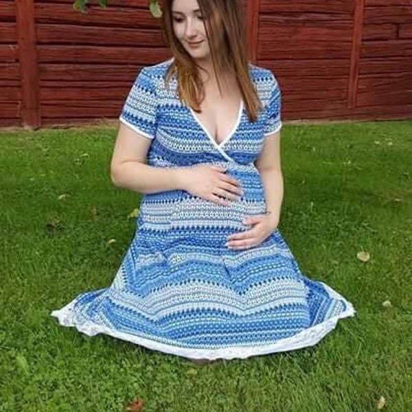 Pattern Maternity dress size S-XL / Pattern Nära Gravid- och amningsklänning S-XL