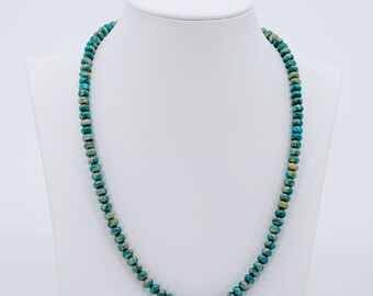 Collar de cuentas de turquesa natural: joyería bohemia de piedras preciosas de 6 mm
