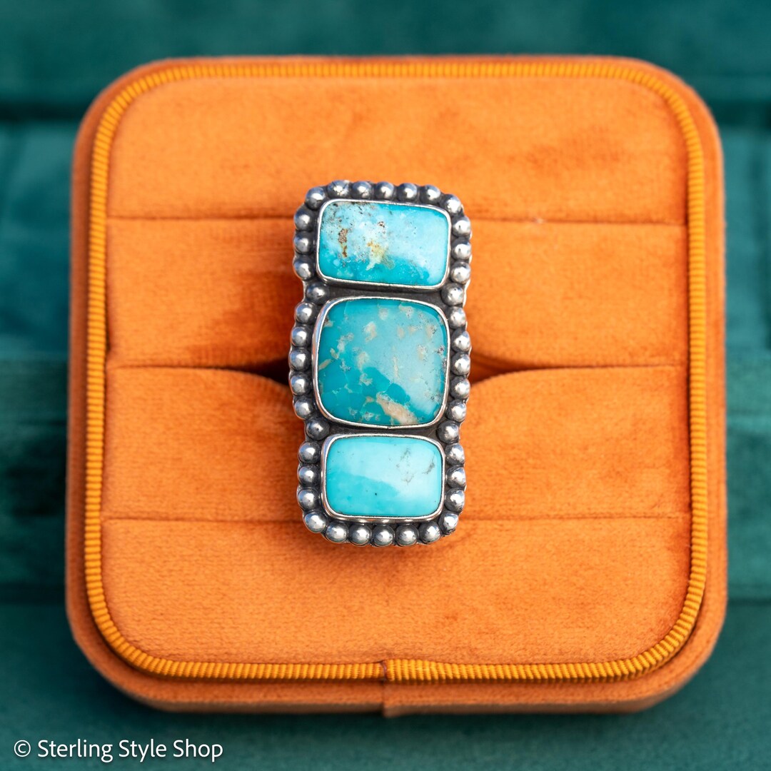 Federico Jimenez Kingman Turquoise Adjustable Ring | Sterling Silver ...