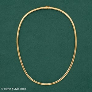 Vintage 18K Gold Omega Chain Necklace | Italian 16" Solid Gold Choker | 30g Thick Flat Gold Collar | Stamped 18K Italy