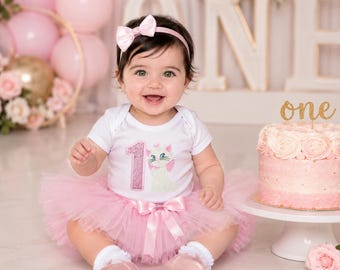 Personalized White Kitten Birthday Shirt for Girls
