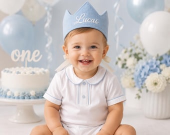 Personalized Embroidered Fabric Birthday Crown, First Birthday Photos